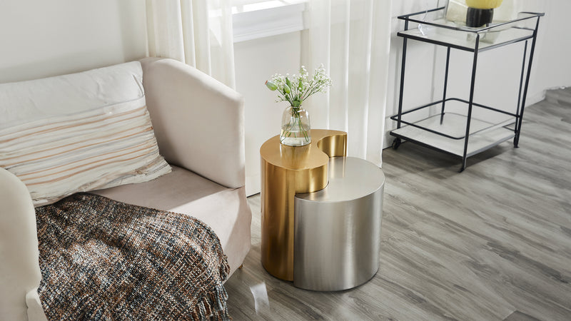 Galaxy Home Ying Yang Gold Silver End Table