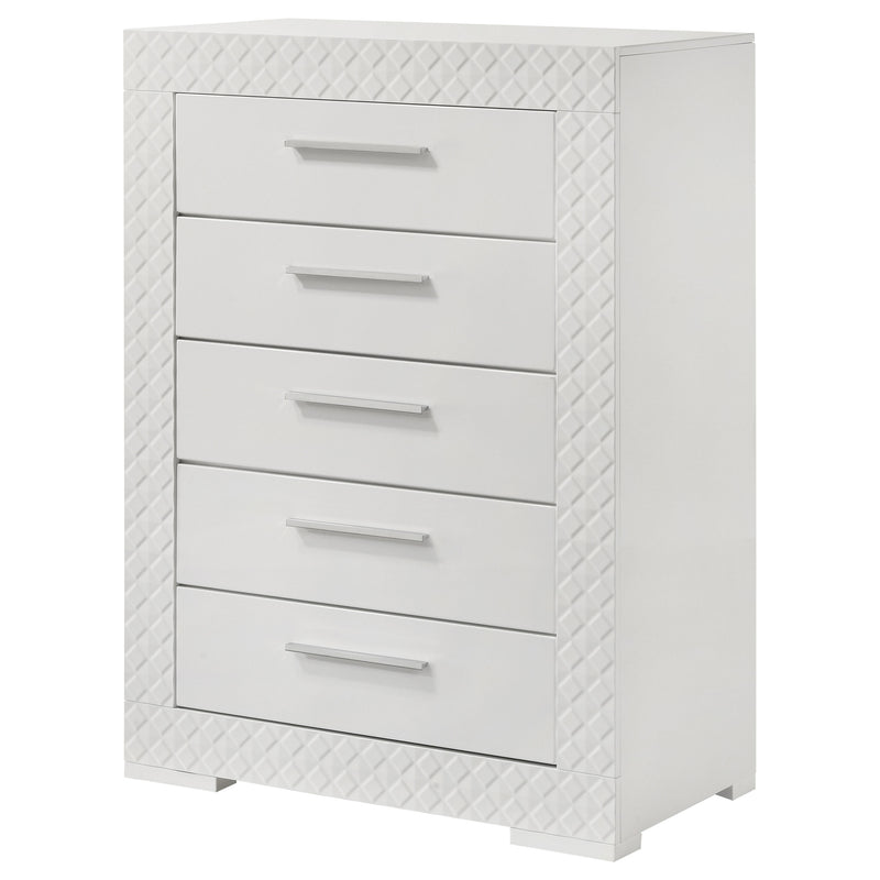 Coaster Furniture Ives Grey High Gloss 5 Drawer Chest