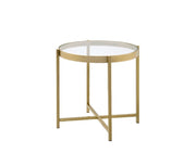 Acme Furniture Charrot Clear Gold 3pc Coffee Table Set