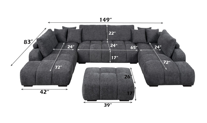 Acme Furniture Chosen Gray Sectional with Ottoman