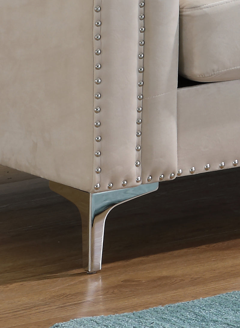 Glory Furniture Pompano Ivory Velvet Sofa