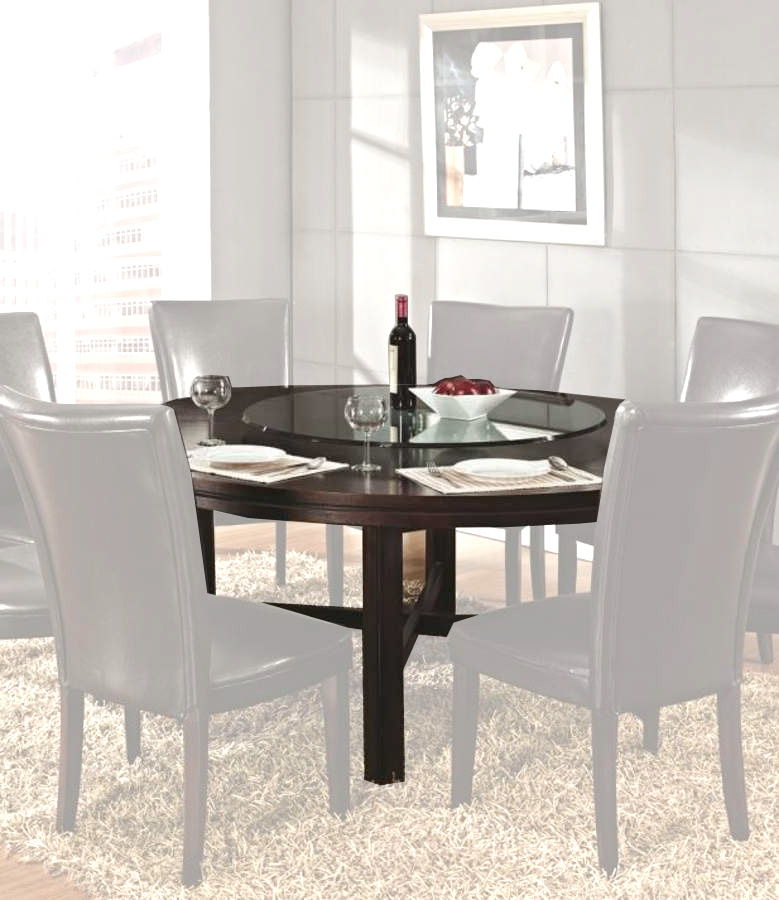 Steve Silver Hartford Wood Glass Dining Table with Lazy Susan