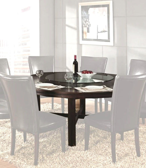 Steve Silver Hartford Wood Glass Dining Table with Lazy Susan