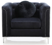 Glory Furniture Pompano Black Velvet 3pc Living Room Set