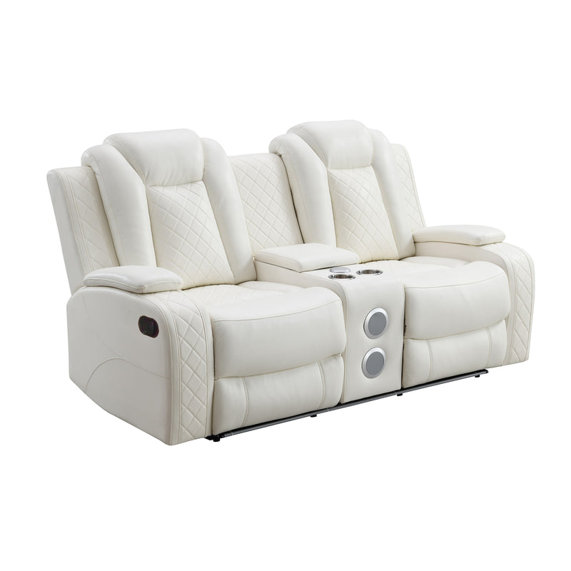 New Classic Furniture Orion White Dual Recliner Console Loveseat