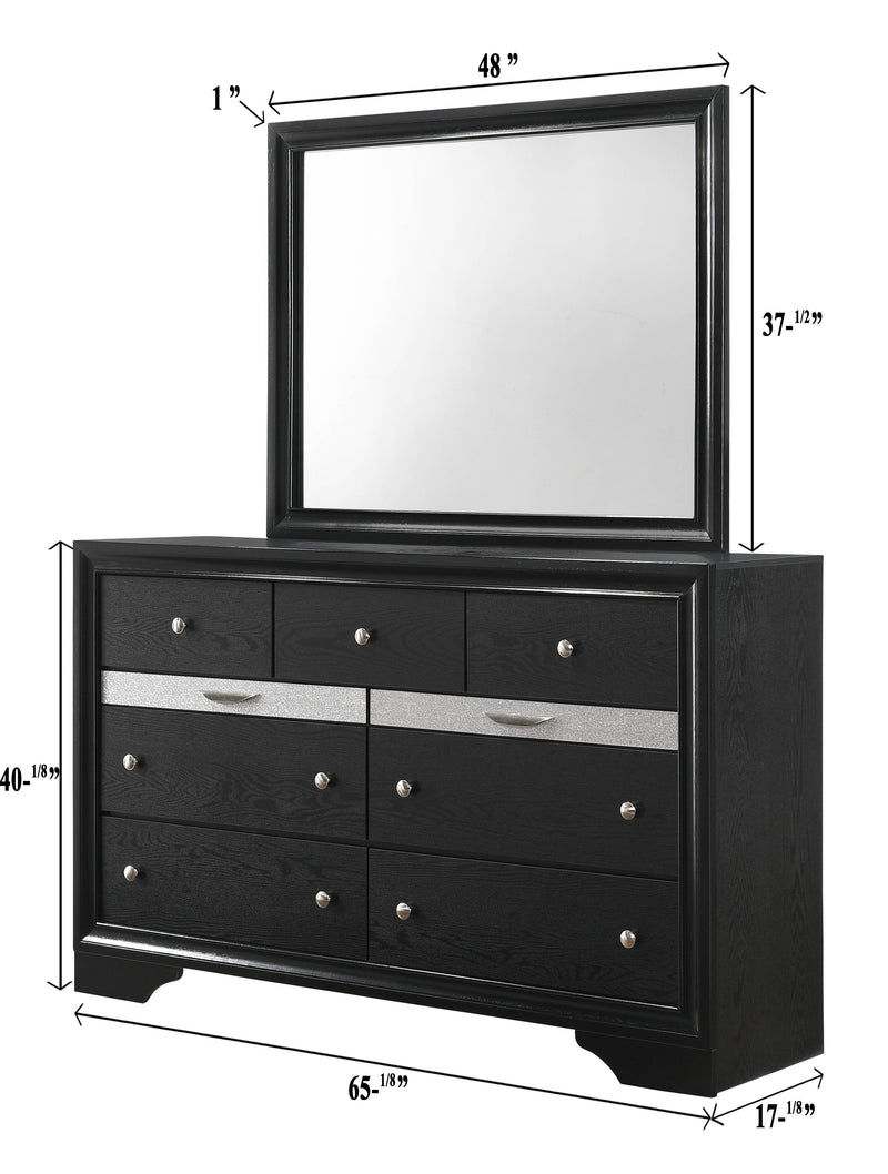 Crown Mark Regata Black Dresser and Mirror