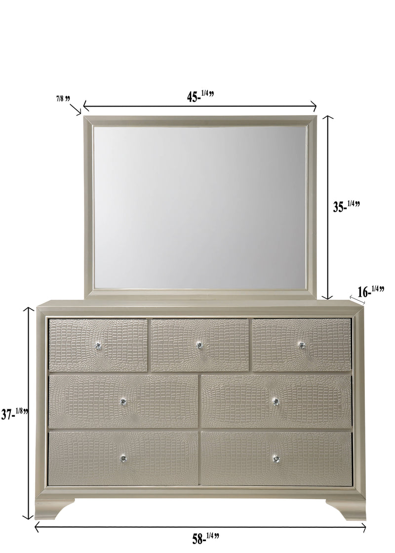 Crown Mark Lyssa Champagne Dresser and Mirror