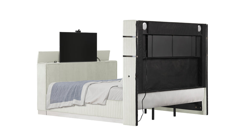 Galaxy Home Lavish Beige 4pc Queen Bedroom Set With Fireplace