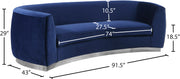 Meridian Furniture Julian Navy Velvet Chrome Sofa