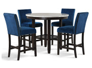 New Classic Furniture Celeste Black Blue 5pc Round Counter Height Set