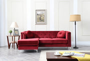 Glory Furniture Pompano Burgundy Velvet Sofa Chaise