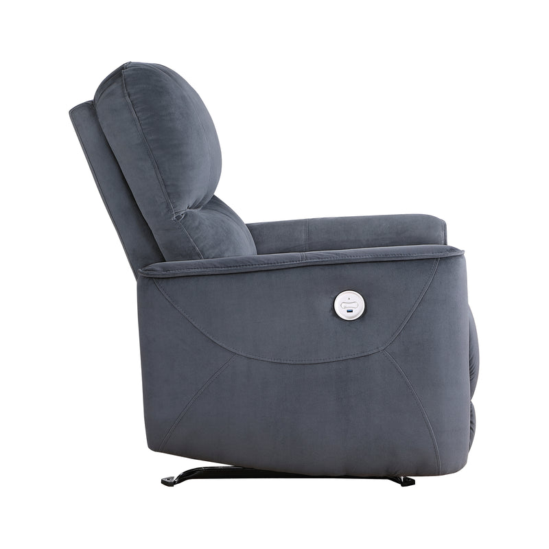 Home Elegance Artem Blue Power Rocker Reclining Chair