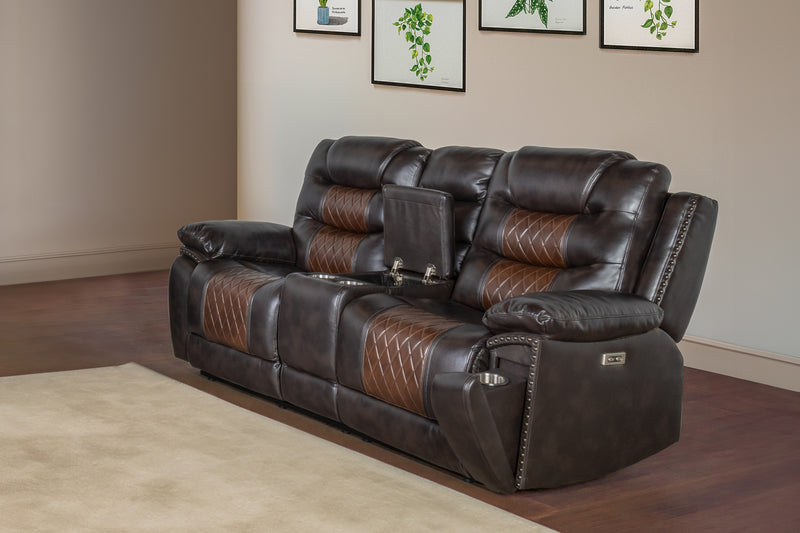 New Classic Furniture Nikko Brown Power Console Loveseat