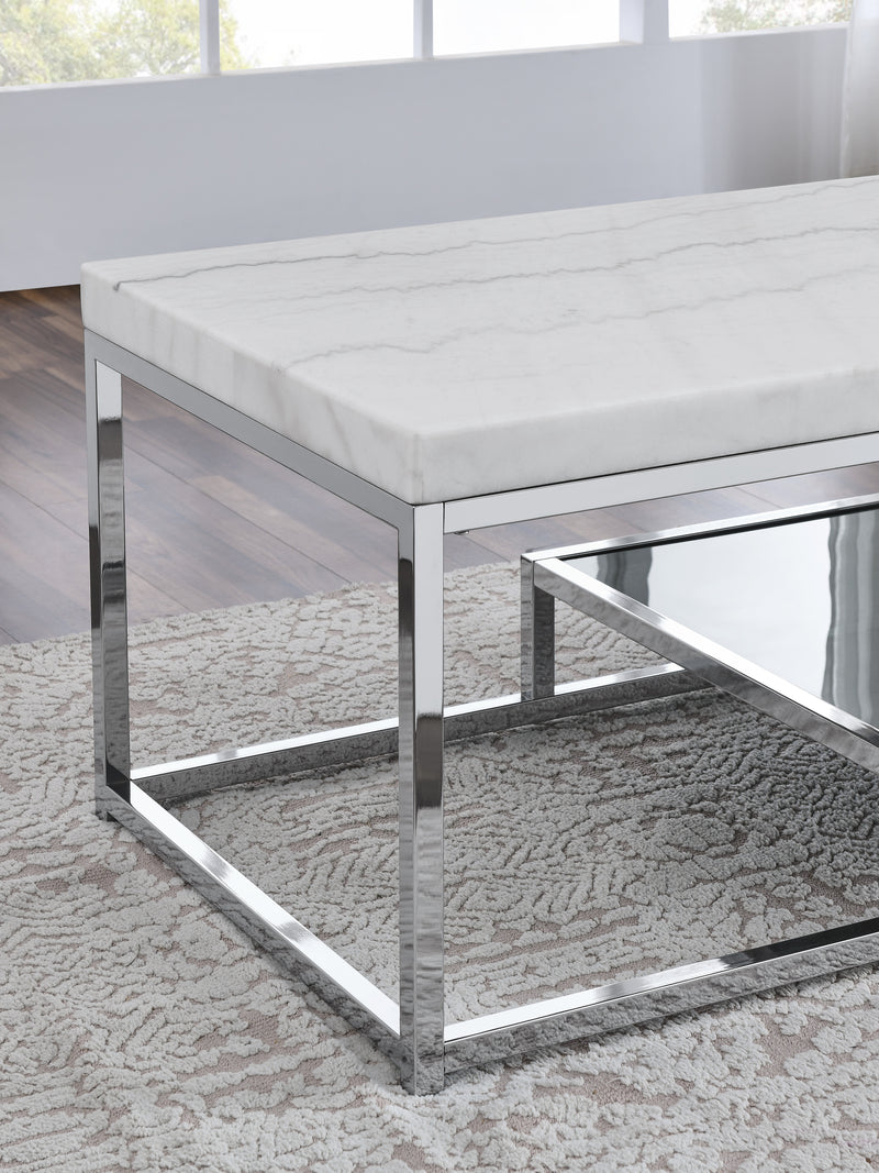 Steve Silver Aston White Marble Top Cocktail Table