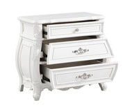 Galaxy Home Opulence White 3 Drawer Nightstand