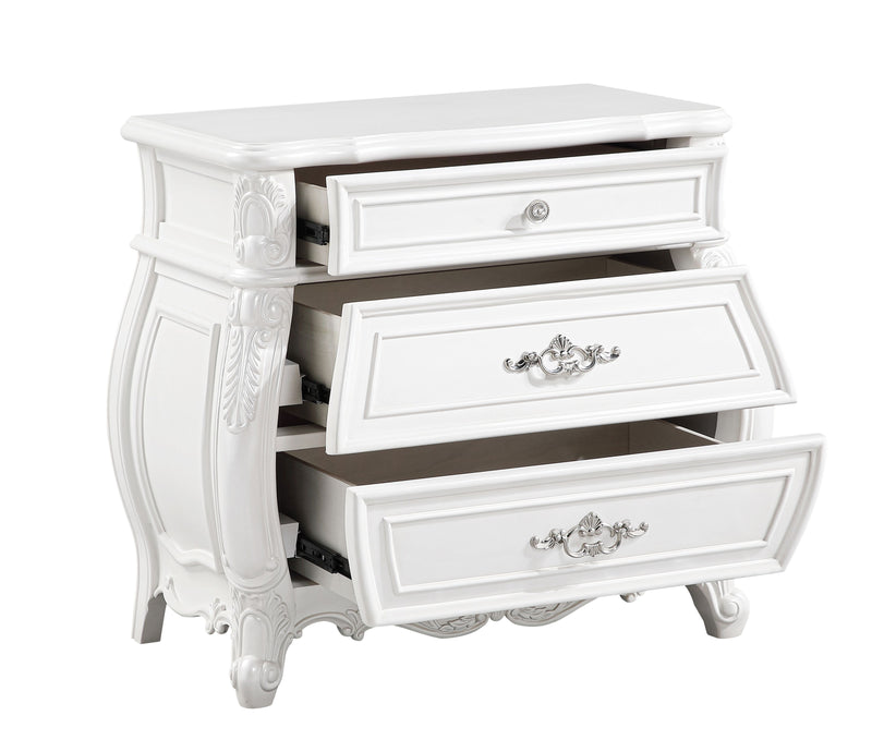 Galaxy Home Opulence White 3 Drawer Nightstand