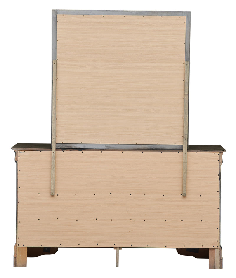 Glory Furniture Louis Phillipe Traditional Black Dresser and Mirror