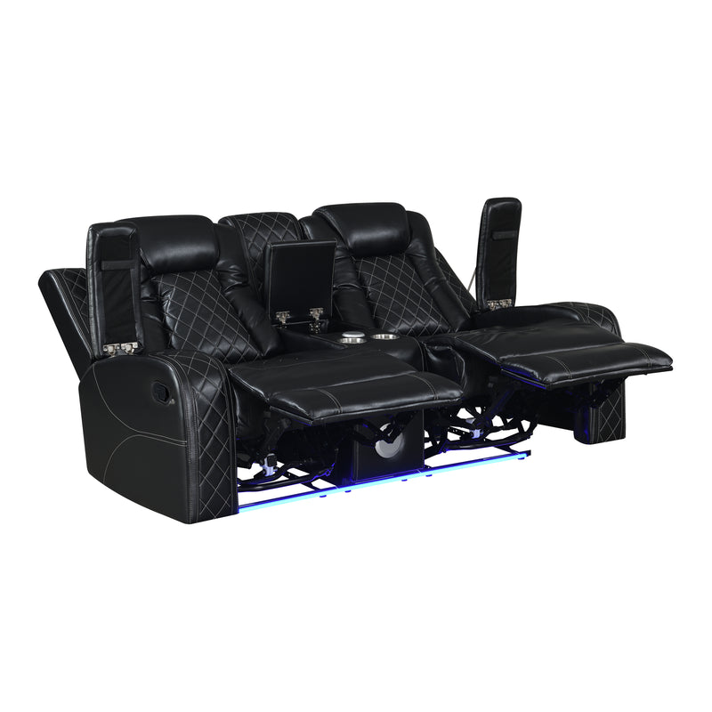 New Classic Furniture Orion II Black Reclining Console Loveseat