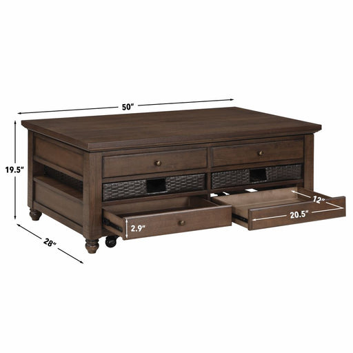 Steve Silver Oliver Brown Lift Top Cocktail Table with Casters