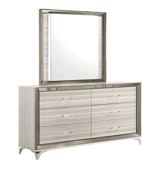 Global Furniture Zambrano White Dresser And Mirror