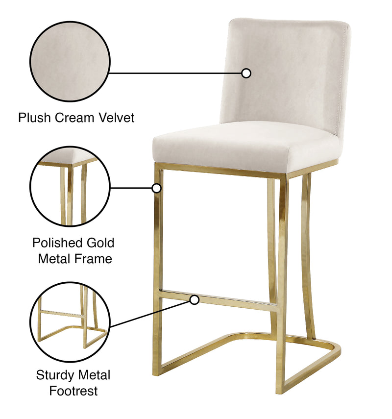 Meridian Furniture Heidi Pink Velvet Gold Counter Height Stool