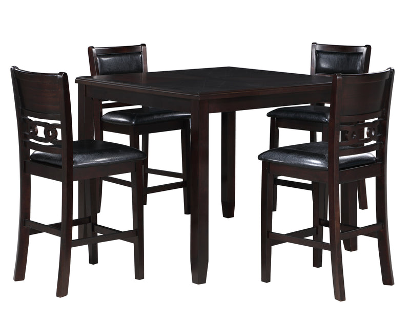 New Classic Furniture Gia Ebony PU 42 Inch Square 5pc Counter Height Set