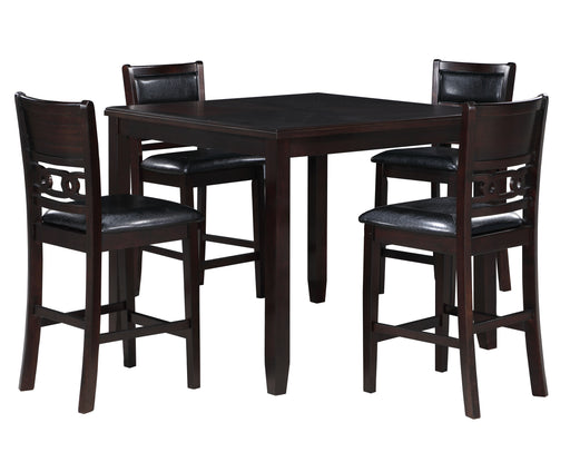 New Classic Furniture Gia Ebony PU 42 Inch Square 5pc Counter Height Set