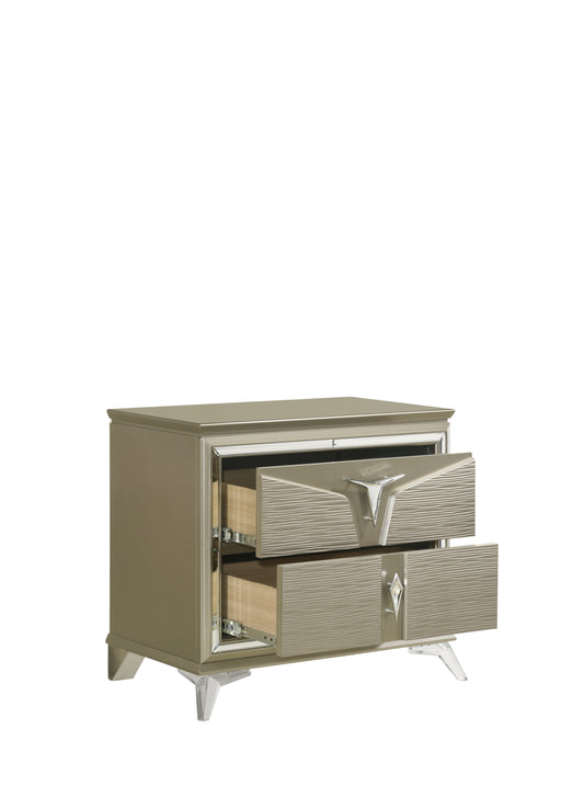 Galaxy Home Samantha Silver 2 Drawer Nightstand