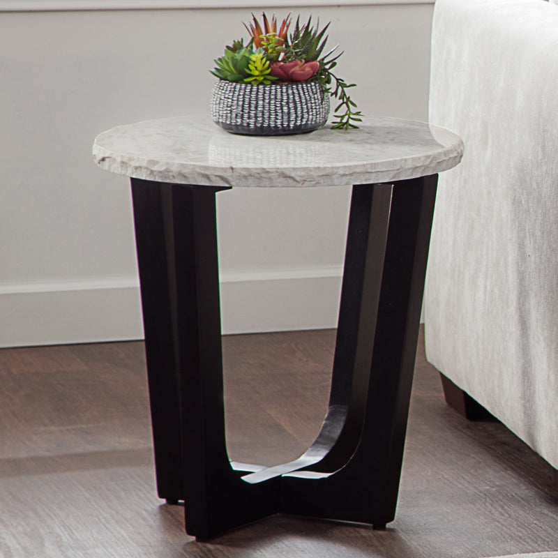 Steve Silver Chrissy White Marble End Table