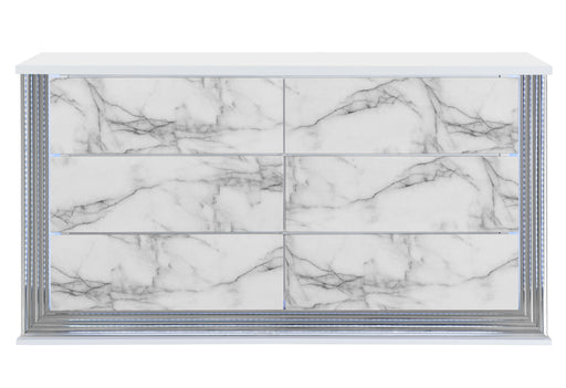 Global Furniture Ylime Light Grey White LED Dresser And Mirror