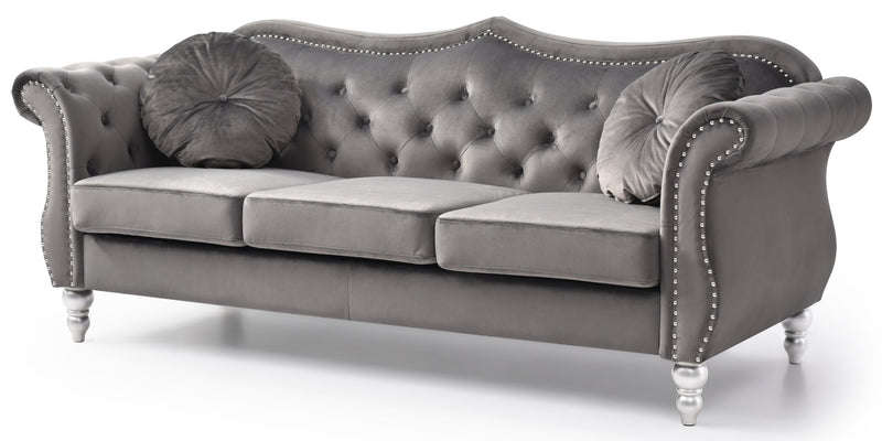 Glory Furniture Hollywood Dark Gray Velvet Fabric Sofa