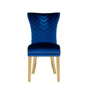 2 Galaxy Home Eva Blue Gold Leg Dining Chairs