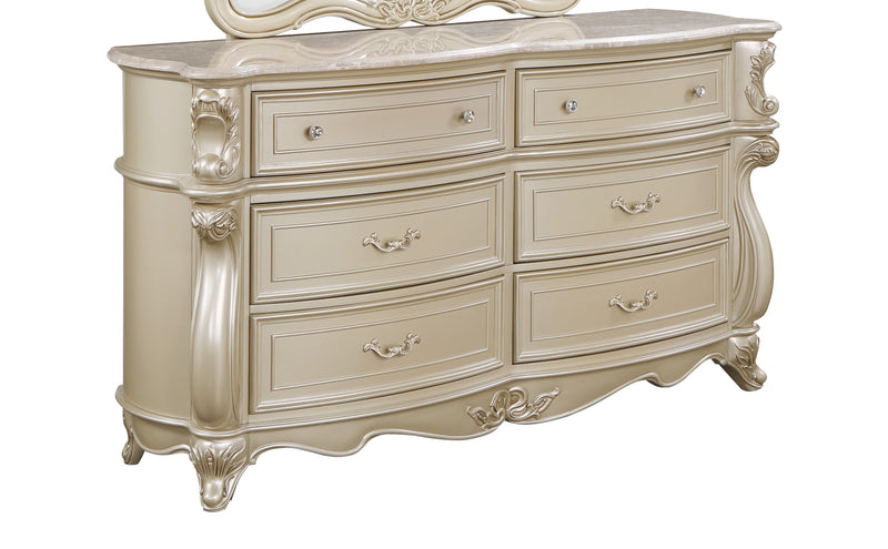 New Classic Furniture Monique Champagne Dresser with Marble Top