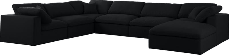 Meridian Furniture Serene Grey Fabric Modular 7pc Sectional with Ottoman