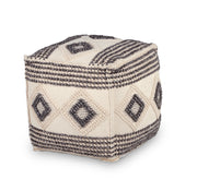 Steve Silver Dalia Beige Square Handwoven Woolen Pouf