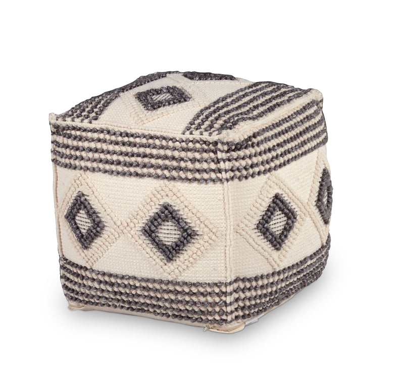 Steve Silver Dalia Beige Square Handwoven Woolen Pouf