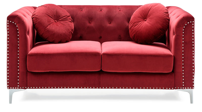 Glory Furniture Pompano Burgundy Velvet Loveseat