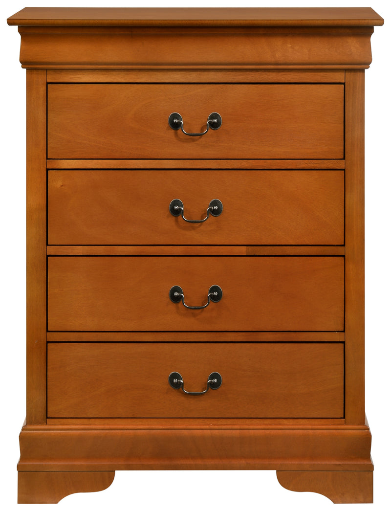 Glory Furniture Louis Phillipe Oak 4 Drawers Chest