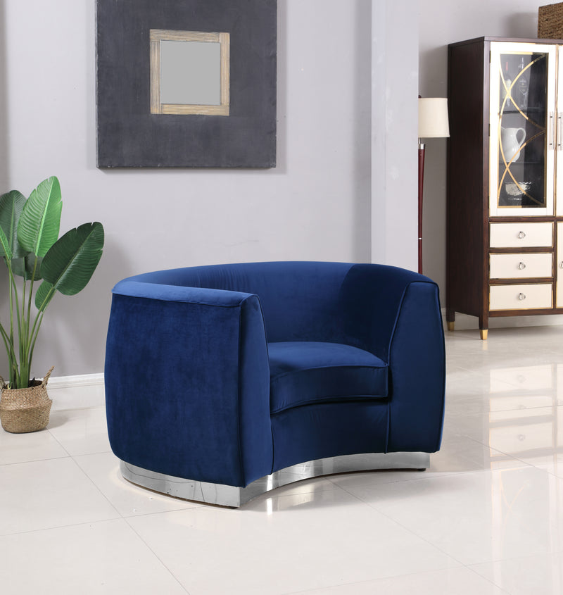 Meridian Furniture Julian Navy Velvet Chrome Chair