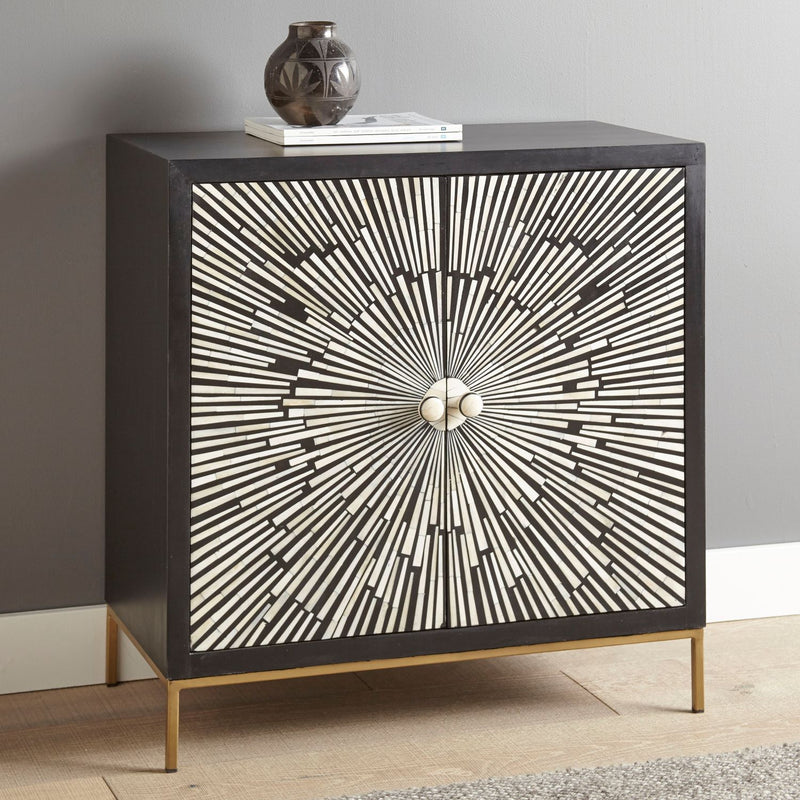 Steve Silver Amika Black White 2 Door Sunburst Boneinlay Sideboard