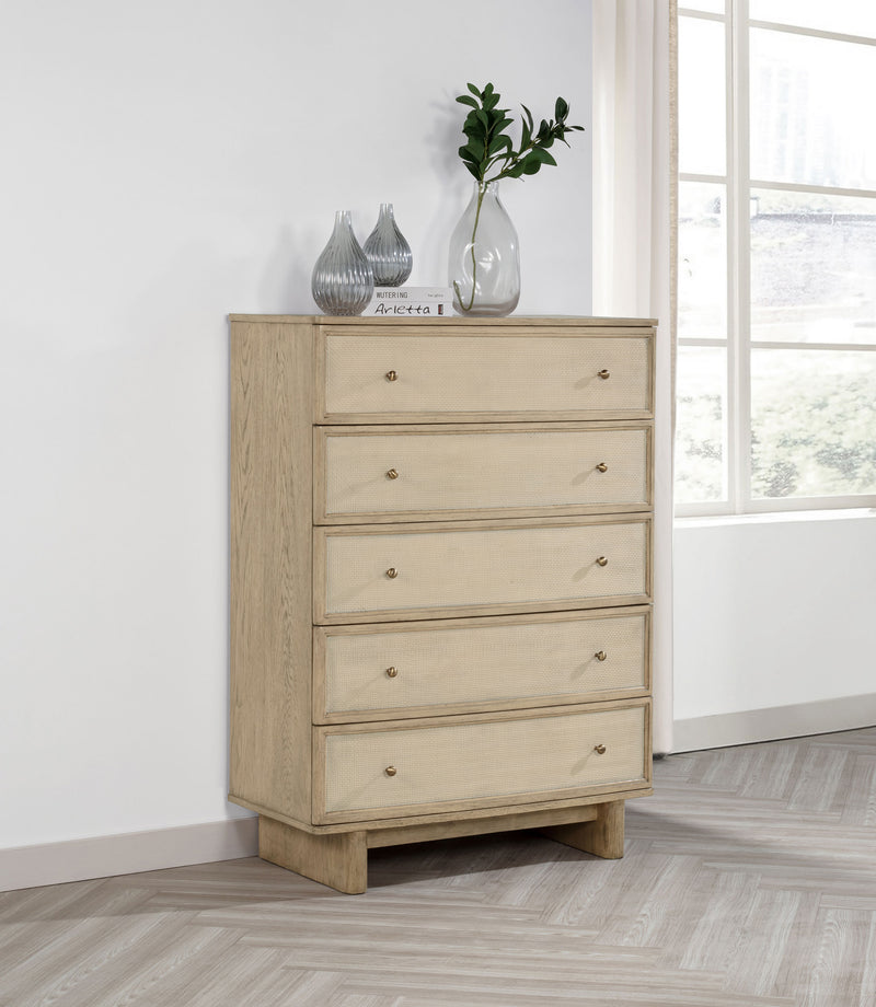 Coaster Furniture Kailani Beige Oak 5 Drawer Chest