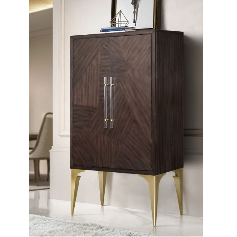 Acme Furniture andy Brown Oak and Champagne Bar Cabinet