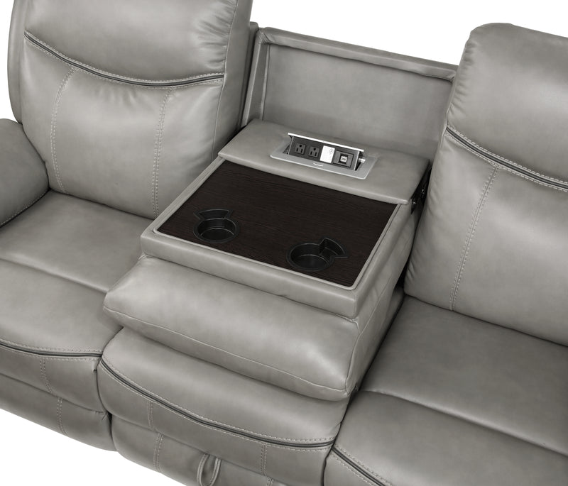 Home Elegance Aram Gray Reclining 2pc Living Room Set with USB Ports