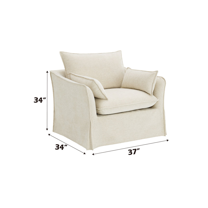 Acme Furniture Shane Beige Chair with 2 Pillows