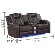 Galaxy Home Benz Gray LED Power Reclining Loveseat