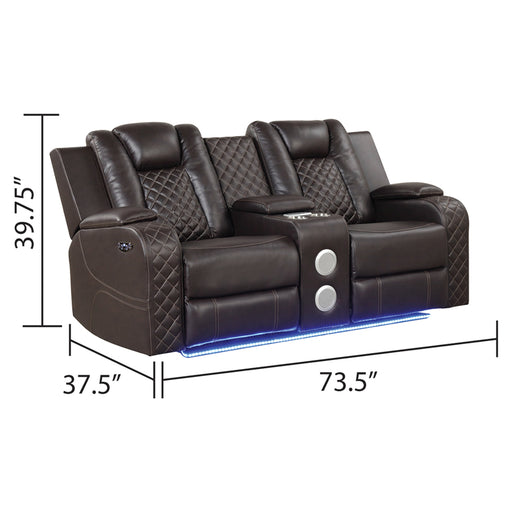 Galaxy Home Benz Gray LED Power Reclining Loveseat