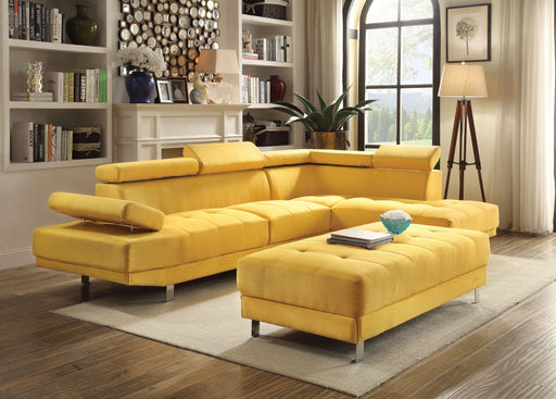 Glory Furniture Riveredge Yellow Fabric Sectional with Ottoman