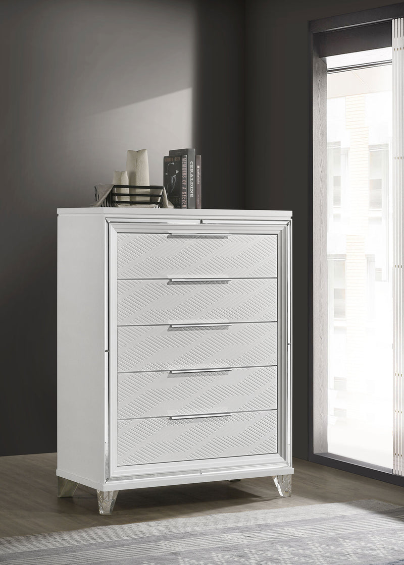 Coaster Furniture Marmore White 5 Drawer Chest