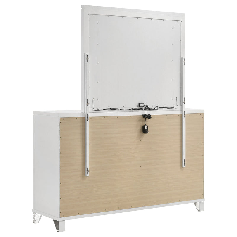 Coaster Furniture Marmore White Dresser and LED Mirror