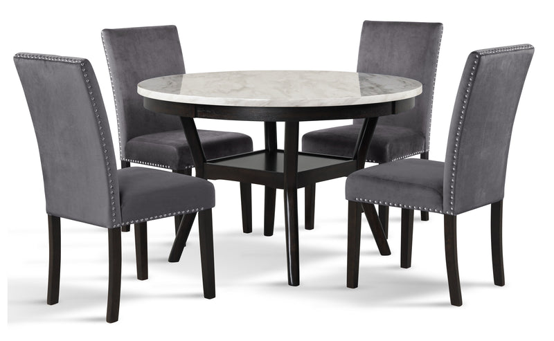 New Classic Furniture Celeste Black Blue 5pc Round Dining Room Set